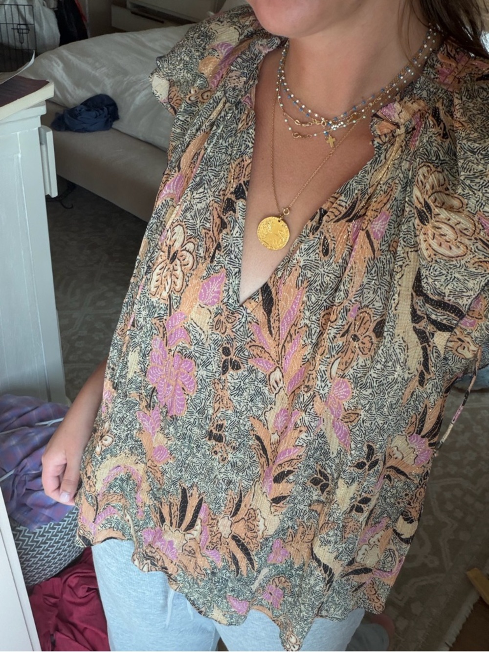 Ulla Johnson Floral V-Neck Top